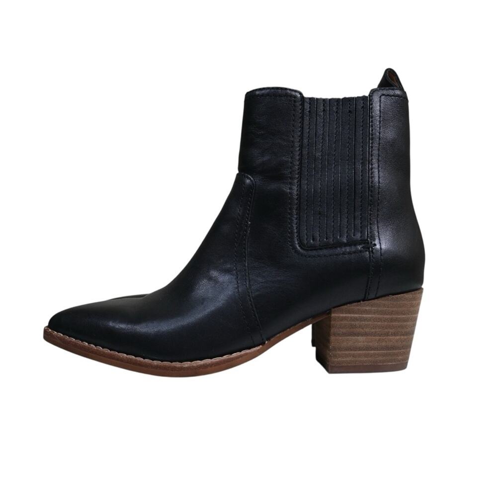 Madewell Womens 6 The Western Ankle Boot in Black Leather